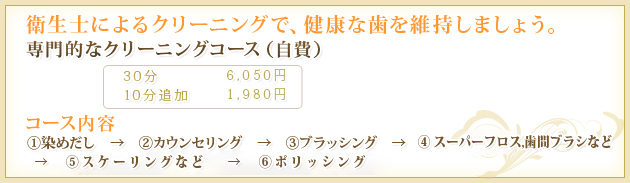 衛生士によるクリーニングで、健康な歯を維持しましょう。
